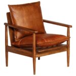 Fauteuil Marron Cuir véritable avec bois d'acacia – Image 10