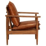 Fauteuil Marron Cuir véritable avec bois d'acacia – Image 2