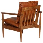 Fauteuil Marron Cuir véritable avec bois d'acacia – Image 5