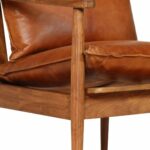 Fauteuil Marron Cuir véritable avec bois d'acacia – Image 7