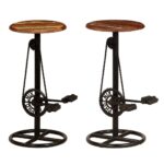 Tabourets de bar lot de 2 bois massif de récupération