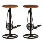 Chaises de bar lot de 2 bois de manguier solide