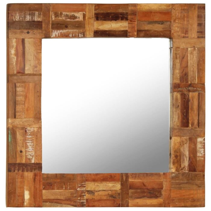 Miroir mural Bois de récupération massif 60 x 60 cm – Image 1