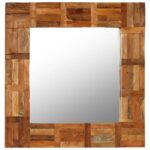 Miroir mural Bois de récupération massif 60 x 60 cm – Image 2