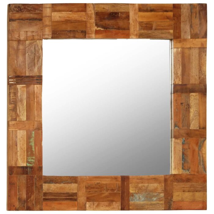 Miroir mural Bois de récupération massif 60 x 60 cm – Image 2