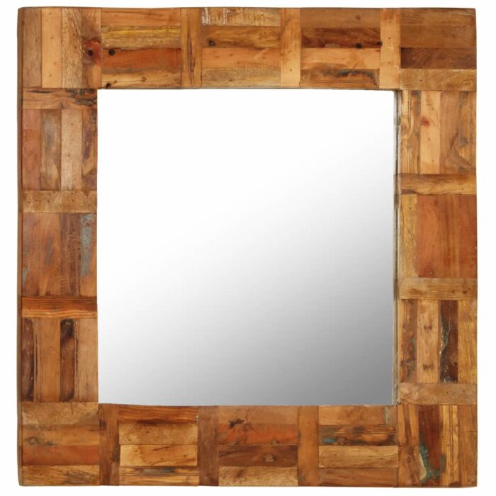 Miroir mural Bois de récupération massif 60 x 60 cm – Image 9