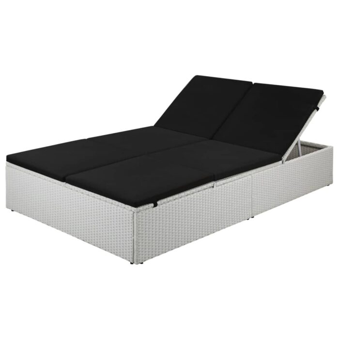 Chaise longue avec coussin Résine tressée Noir – Image 1