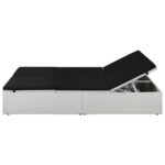 Chaise longue avec coussin Résine tressée Noir – Image 2