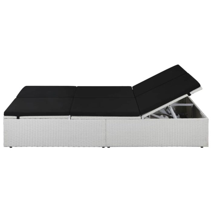 Chaise longue avec coussin Résine tressée Noir – Image 2