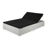 Chaise longue avec coussin Résine tressée Noir – Image 3