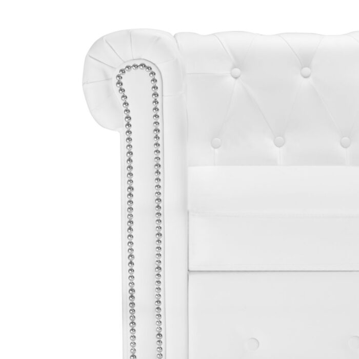 Canapé Chesterfield en forme de L cuir synthétique blanc – Image 3