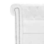 Canapé Chesterfield en forme de L cuir synthétique blanc – Image 4