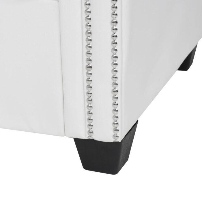 Canapé Chesterfield en forme de L cuir synthétique blanc – Image 5