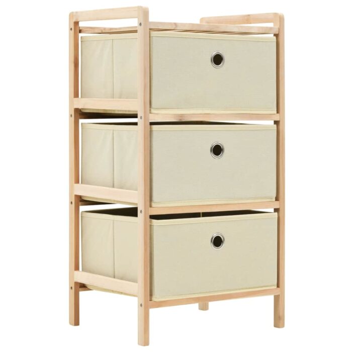 Étagère de rangement 3 paniers Tissu Bois de cèdre Beige – Image 1