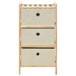 Étagère de rangement 3 paniers Tissu Bois de cèdre Beige – Image 2