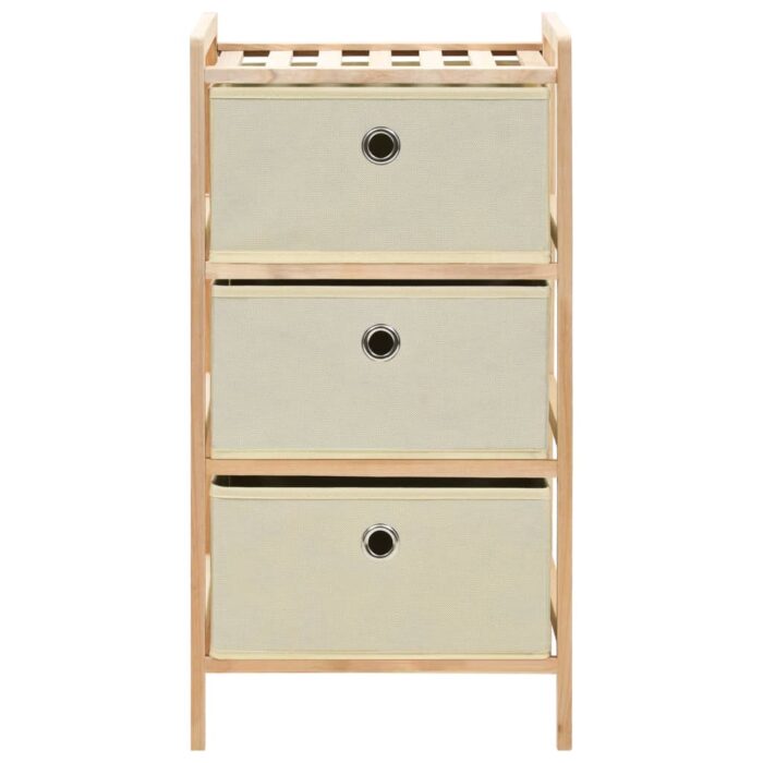 Étagère de rangement 3 paniers Tissu Bois de cèdre Beige – Image 2
