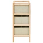 Étagère de rangement 3 paniers Tissu Bois de cèdre Beige – Image 3