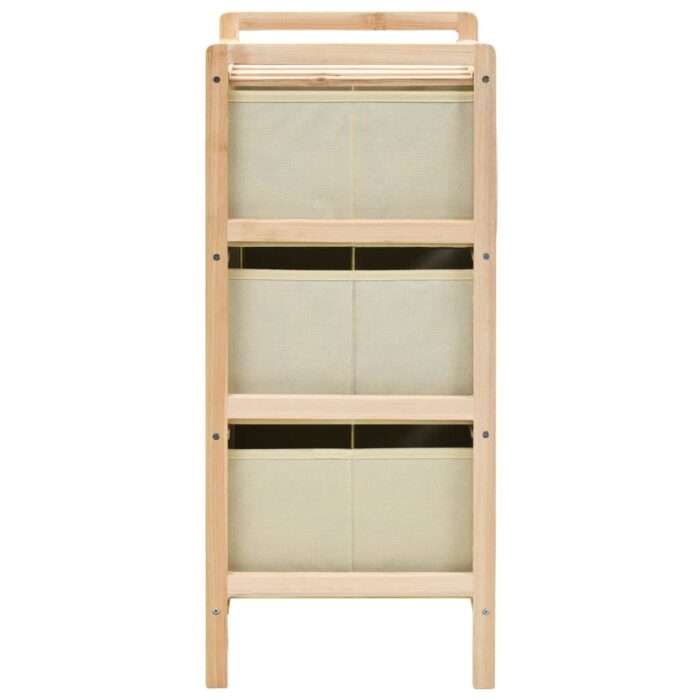 Étagère de rangement 3 paniers Tissu Bois de cèdre Beige – Image 3