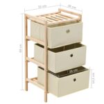 Étagère de rangement 3 paniers Tissu Bois de cèdre Beige – Image 5