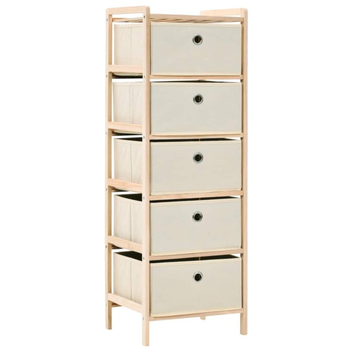 Étagère de rangement 5 paniers tissu bois de cèdre beige – Image 1