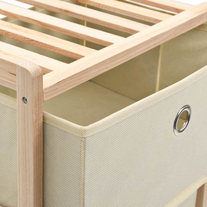 Étagère de rangement 5 paniers tissu bois de cèdre beige – Image 4