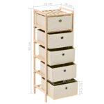Étagère de rangement 5 paniers tissu bois de cèdre beige – Image 5