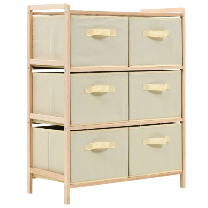 Étagère de rangement 6 paniers Tissu Bois de cèdre Beige – Image 1