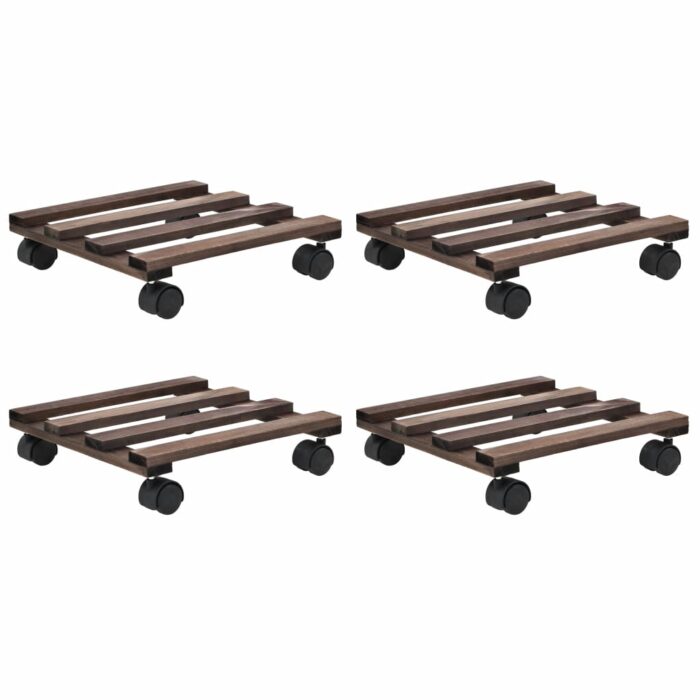 Support roulant à plantes Bois de cèdre 4 pcs 25 x 25 cm – Image 1