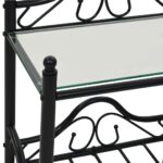 Table de chevet 2 pcs Acier et verre trempé 45x30,5x60 cm Noir – Image 6