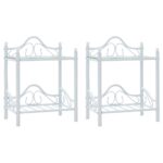 Tables de chevet 2 pcs Acier et verre trempé 45x30,5x60cm Blanc