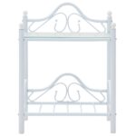 Tables de chevet 2 pcs Acier et verre trempé 45x30,5x60cm Blanc – Image 2