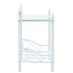Tables de chevet 2 pcs Acier et verre trempé 45x30,5x60cm Blanc – Image 3
