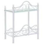 Tables de chevet 2 pcs Acier et verre trempé 45x30,5x60cm Blanc – Image 4