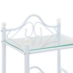 Tables de chevet 2 pcs Acier et verre trempé 45x30,5x60cm Blanc – Image 5