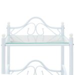 Tables de chevet 2 pcs Acier et verre trempé 45x30,5x60cm Blanc – Image 6
