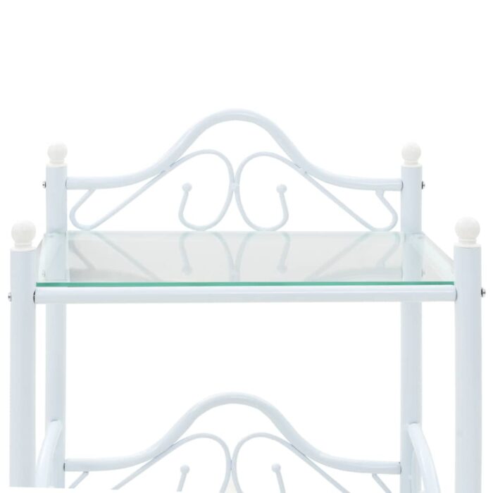 Tables de chevet 2 pcs Acier et verre trempé 45x30,5x60cm Blanc – Image 6