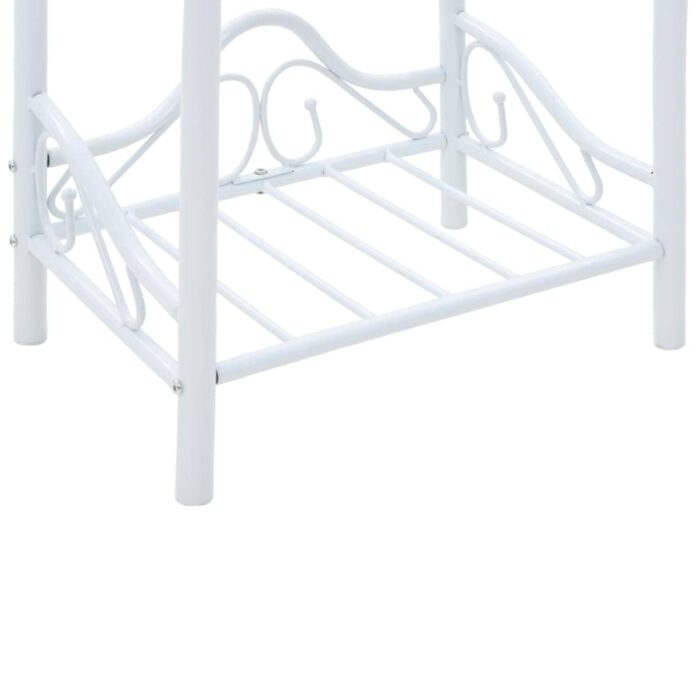 Tables de chevet 2 pcs Acier et verre trempé 45x30,5x60cm Blanc – Image 7