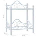 Tables de chevet 2 pcs Acier et verre trempé 45x30,5x60cm Blanc – Image 8