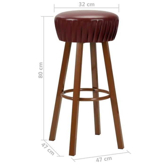 Chaises de bar lot de 2 marron similicuir – Image 5