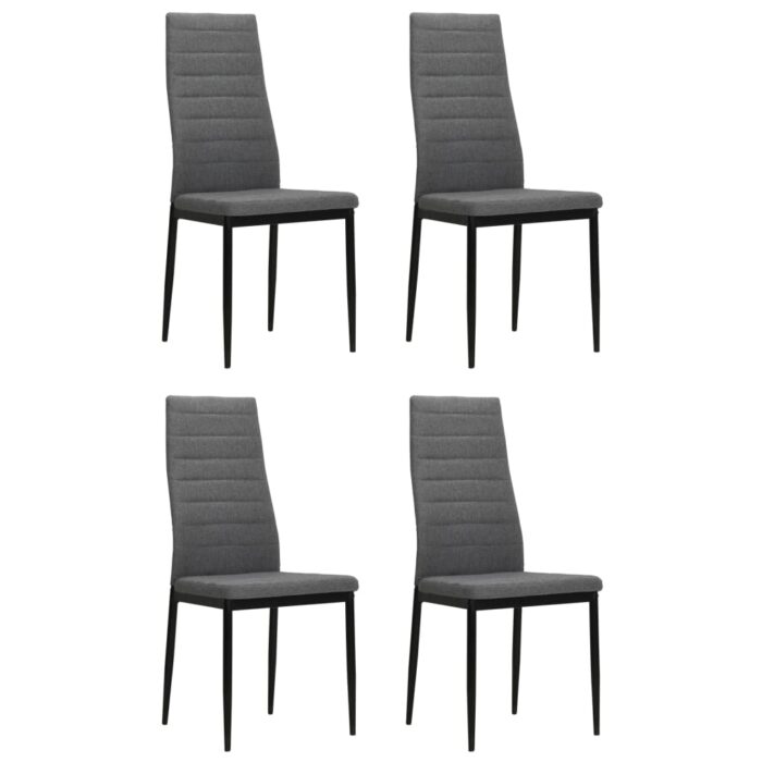Chaises à manger lot de 4 gris clair tissu – Image 1