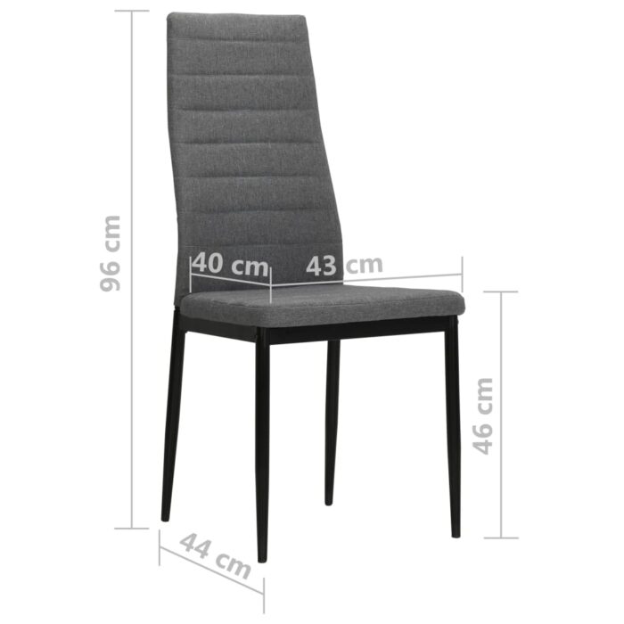 Chaises à manger lot de 4 gris clair tissu – Image 7