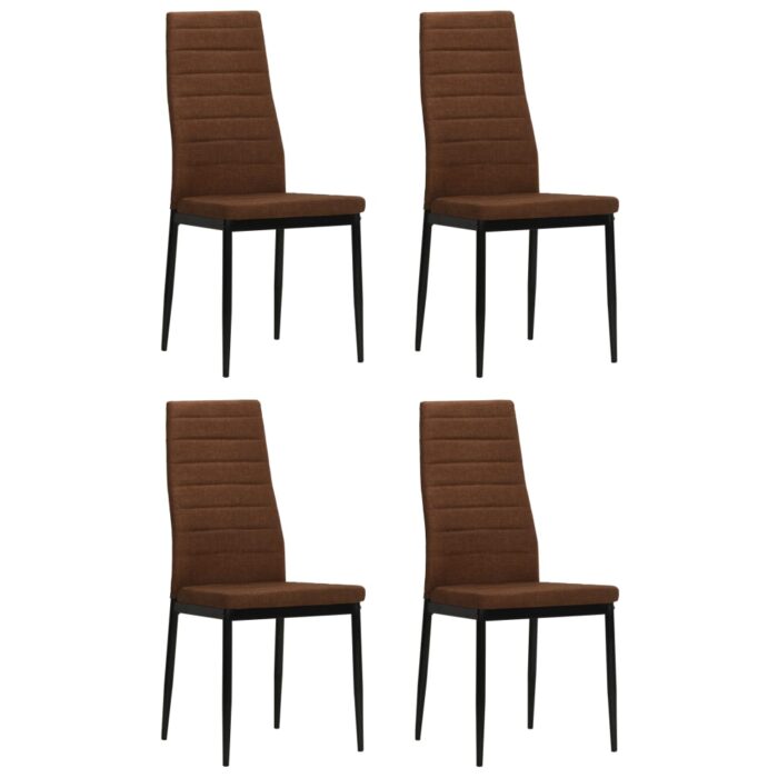 Chaises à manger lot de 4 marron tissu – Image 1