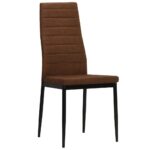 Chaises à manger lot de 4 marron tissu – Image 2