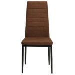 Chaises à manger lot de 4 marron tissu – Image 3