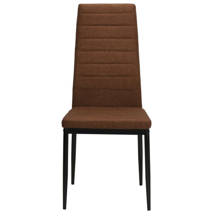 Chaises à manger lot de 4 marron tissu – Image 3