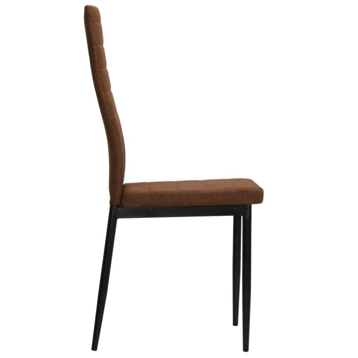 Chaises à manger lot de 4 marron tissu – Image 4