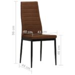 Chaises à manger lot de 4 marron tissu – Image 7