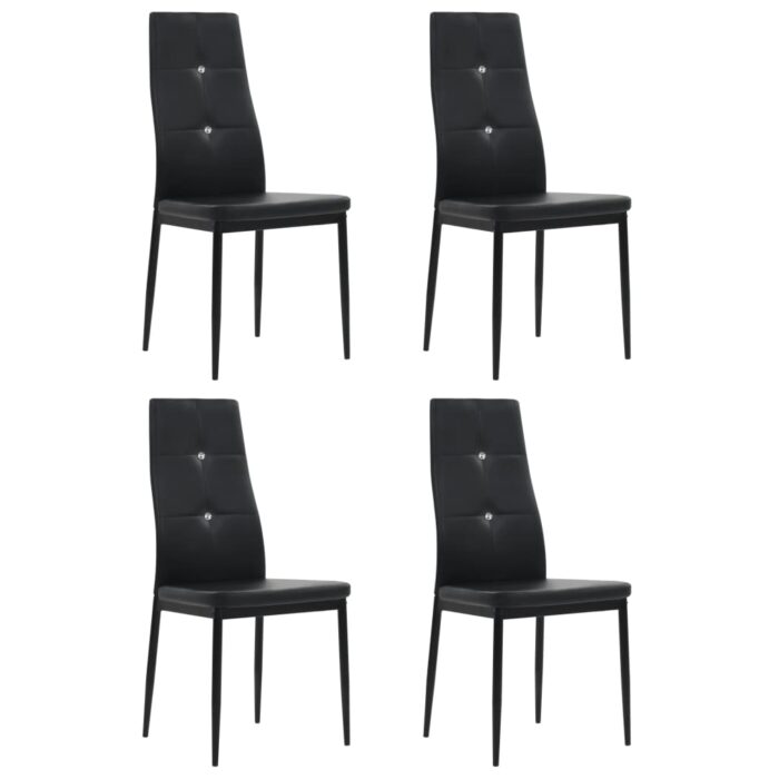 Chaises à manger lot de 4 noir similicuir – Image 1