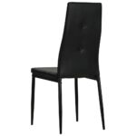 Chaises à manger lot de 4 noir similicuir – Image 6