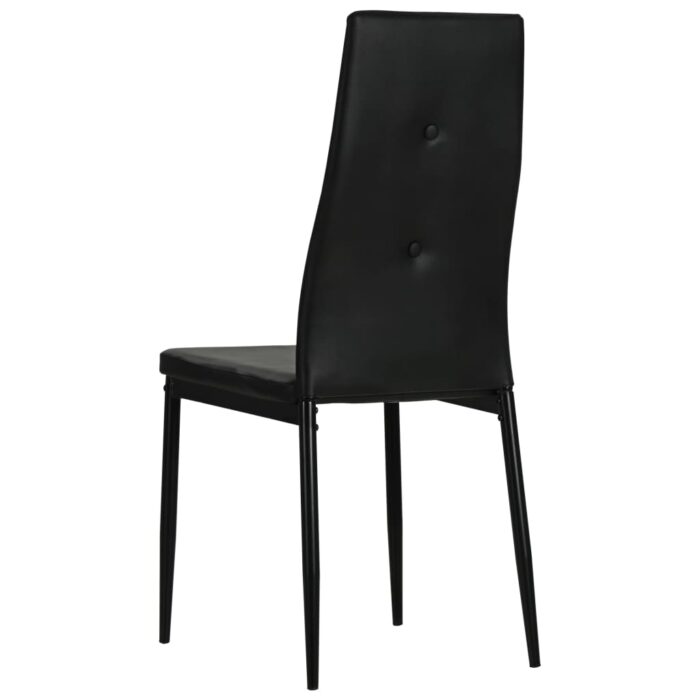 Chaises à manger lot de 4 noir similicuir – Image 6